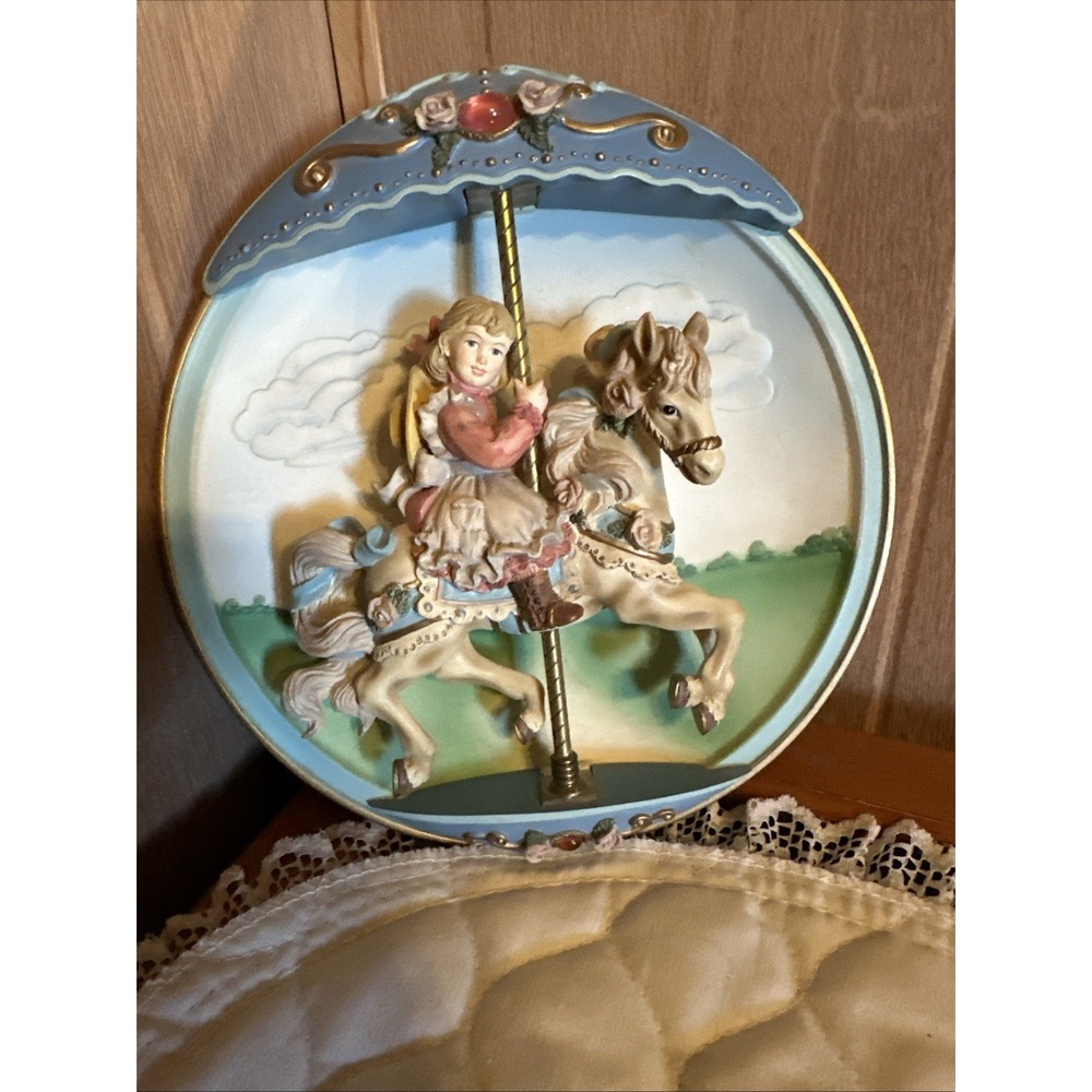 1994 Bradford‎ Exchange "Swept Away" Carousel musical motion collector plate